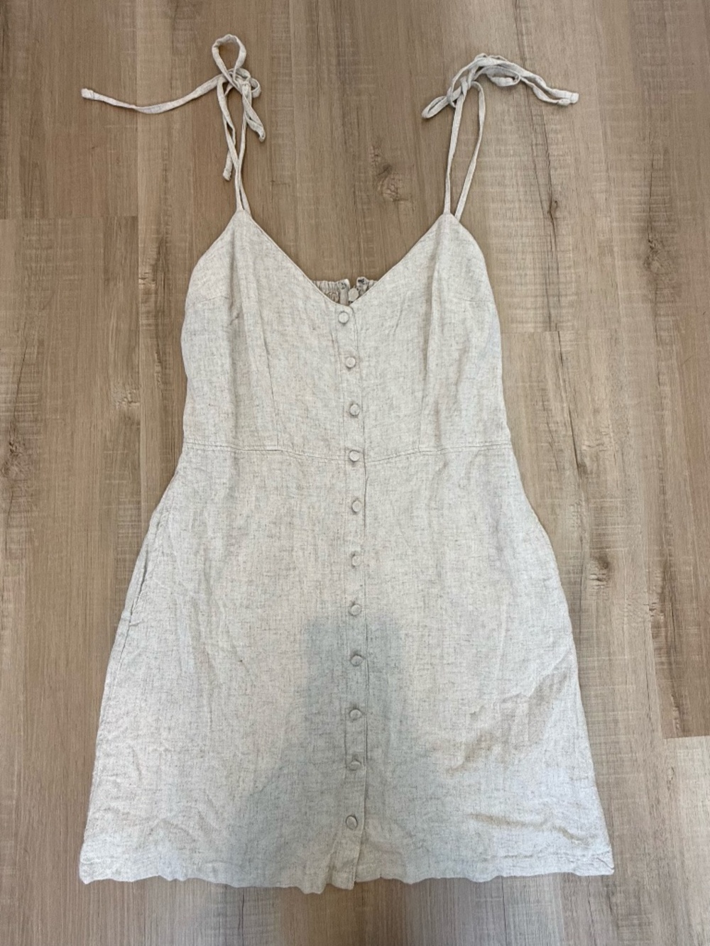 Abercrombie & Fitch Linen-Blend Mini Dress In Beige Size Large